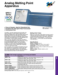 Thumbnail of document Data Sheet - MPS11 50°C to 250°C Analog Melting Point Tester